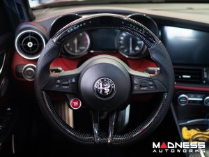 Alfa Romeo Giulia Steering Wheel - Carbon Fiber - w/ LED Functions - Alcantara - Non QV Models